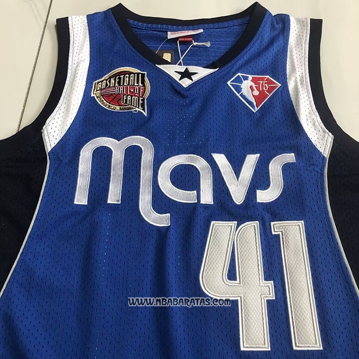 Camiseta Dallas Mavericks Kyrie Irving #41 Hall of Fame Mitchell & Ness 1998 Azul